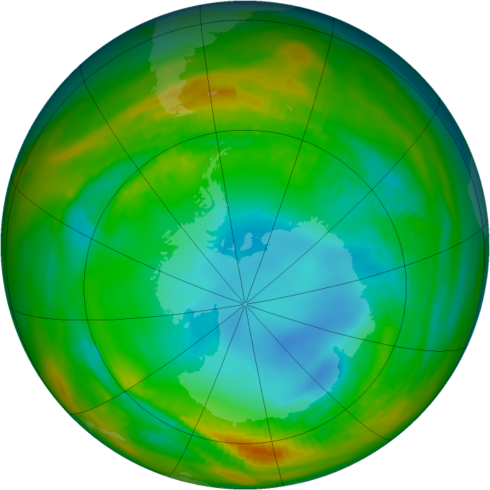 Antarctic ozone map for 26 July 1984